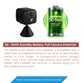 okam 4g-5g 50days battery smart wifi camera